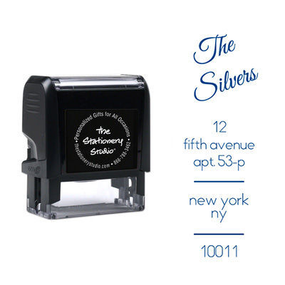 Casual Script Vertical Address Self-Inking Stamp